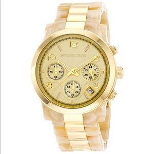 Michael Kors Chronograph Quartz dial Gold tone Stainless steel Ladies Watch EUC